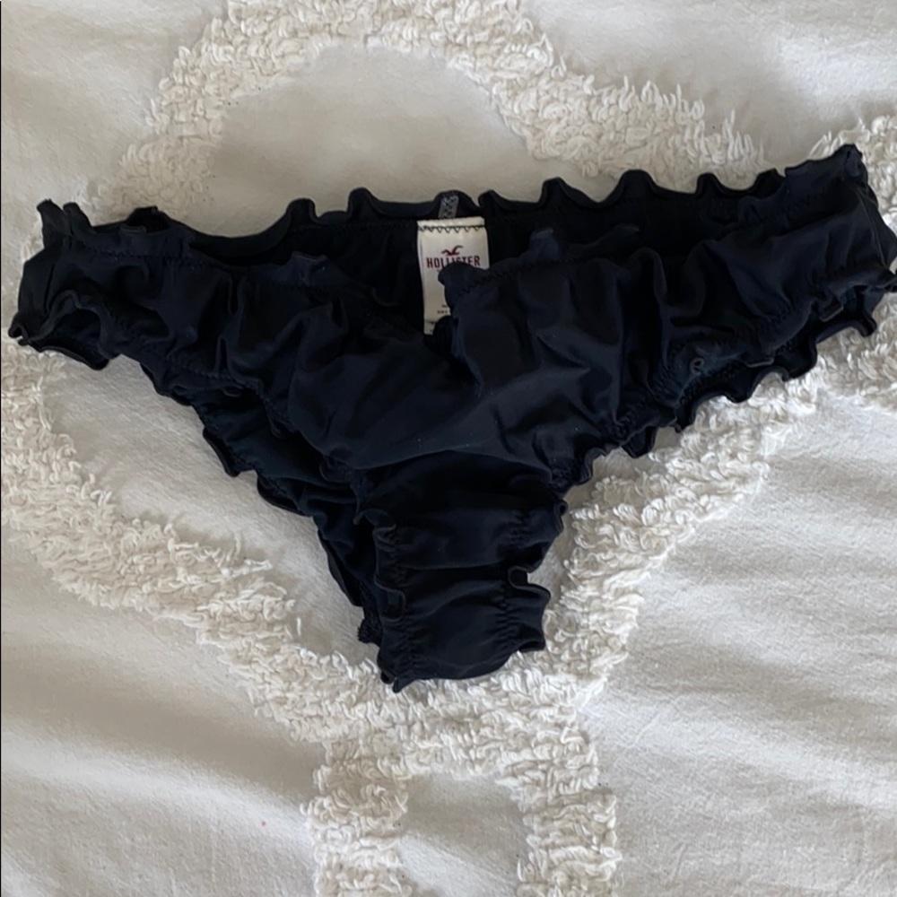 Hollister cheeky ruffle black swim bottoms